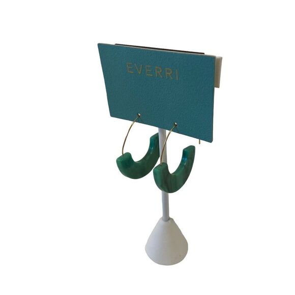 Everri Marbled Green Resin Half Hoops. - Picture 4 of 6